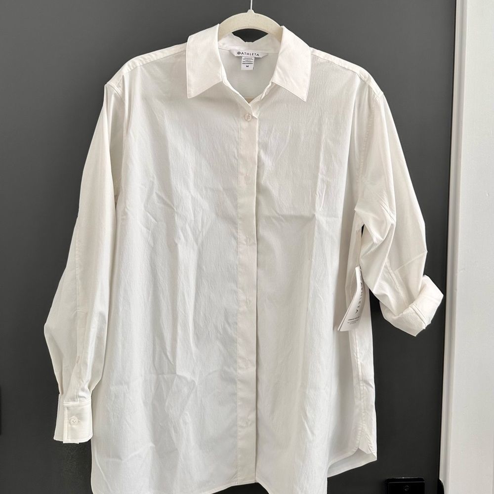 Athleta oversized stretch poplin top Medium